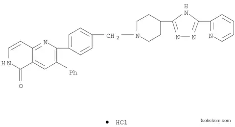 Molecular Structure of 1042132-13-7 (1,6-Naphthyridin-5(6H)-one, 3-phenyl-2-[4-[[4-[5-(2-pyridinyl)-1H-1,2,4-triazol-3-yl]-1-piperidinyl]methyl]phenyl]-, hydrochloride (1:1))